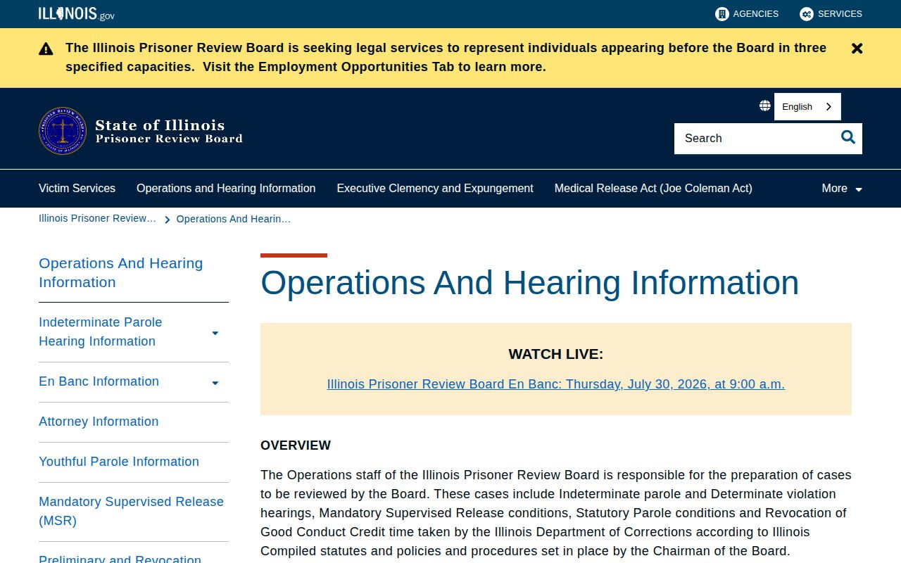 Jasper County parole hearing and post-release supervision calendar