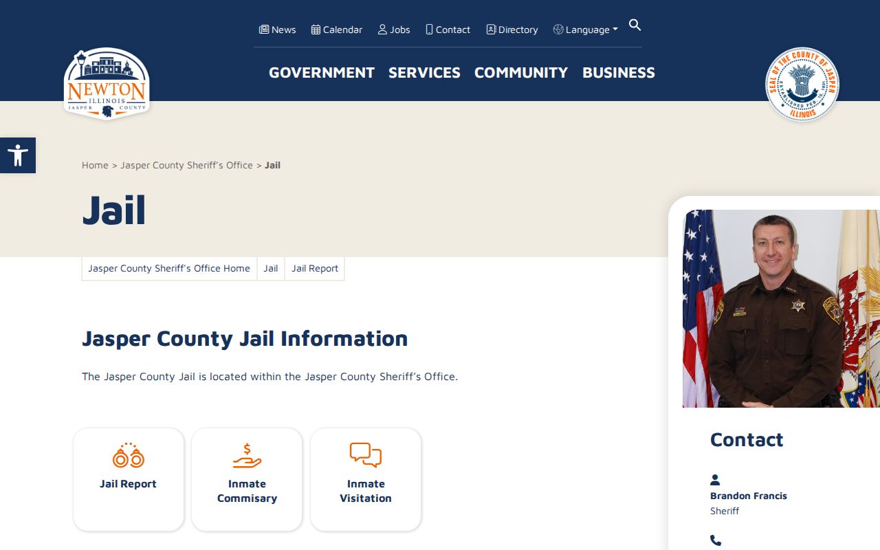 Official Jasper County Jail release contact page